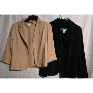 Lot 3 J G.Hook 2 Pc / Coldwater Creek Cropped Blazer Jacket Size 4P XS Tan Black